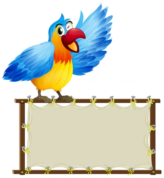 Vector gratuito plantilla de tablero con loro lindo