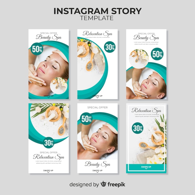 Vector gratuito plantillas de stories de instagram de spa