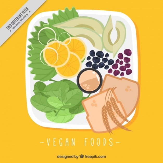 Vector gratuito plato variado de comida vegana