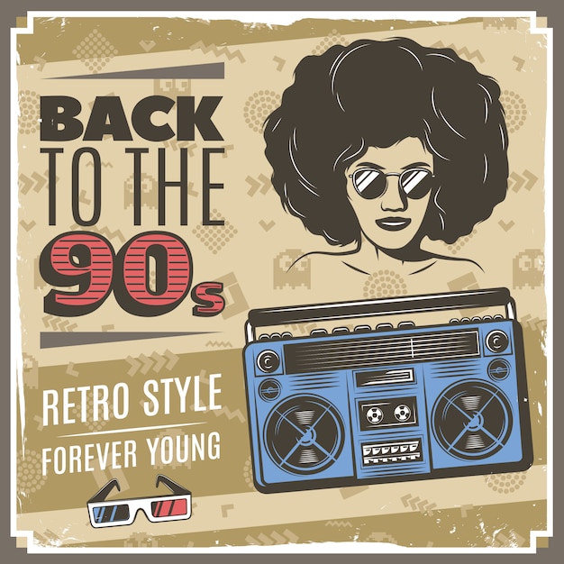 Vector gratuito póster estilo vintage de los 90