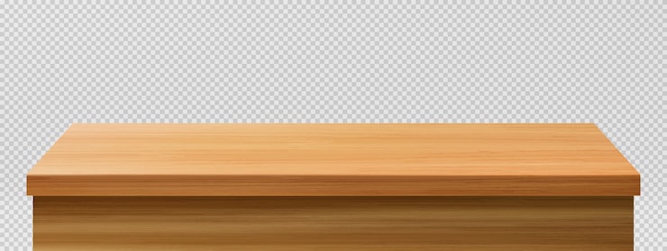 Vector gratuito primer plano de la mesa de madera, vista frontal de la mesa