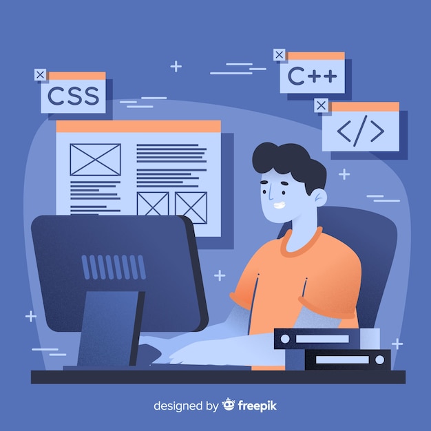 Vector gratuito programador trabajando con c ++