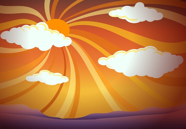 Vector gratuito una puesta de sol con las nubes