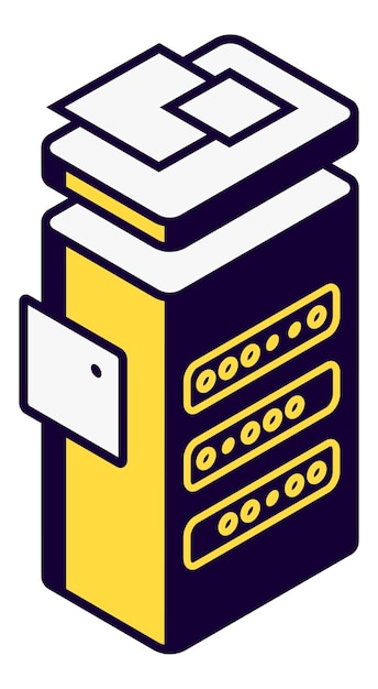 Vector gratuito rack de servidor isométrico aislado