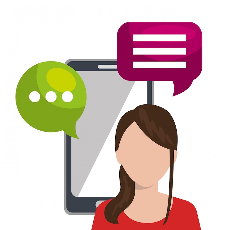 Vector gratuito redes sociales, personaje con burbujas