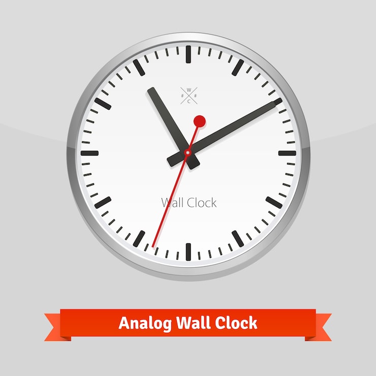 Vector gratuito reloj de pared de diseño en una carcasa de metal