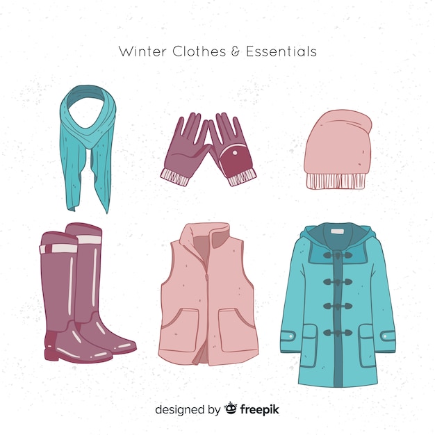 Vector gratuito ropa de invierno y básicos