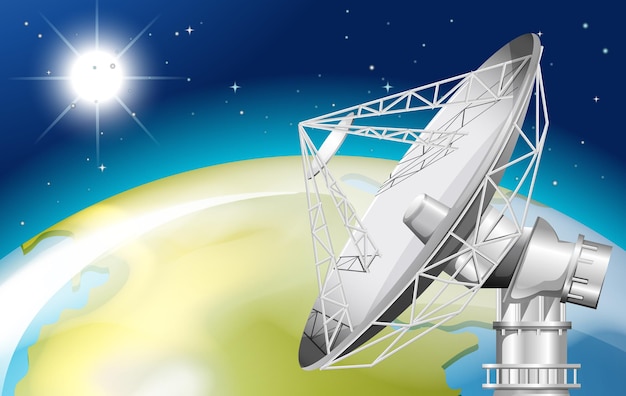 Vector gratuito un satélite en el espacio exterior