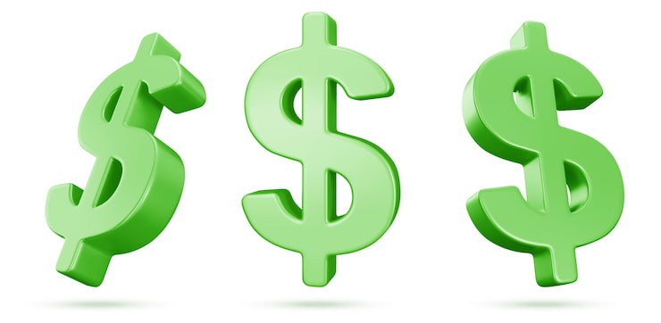 Vector gratuito sellos de dólar verdes de 3d aislados en blanco