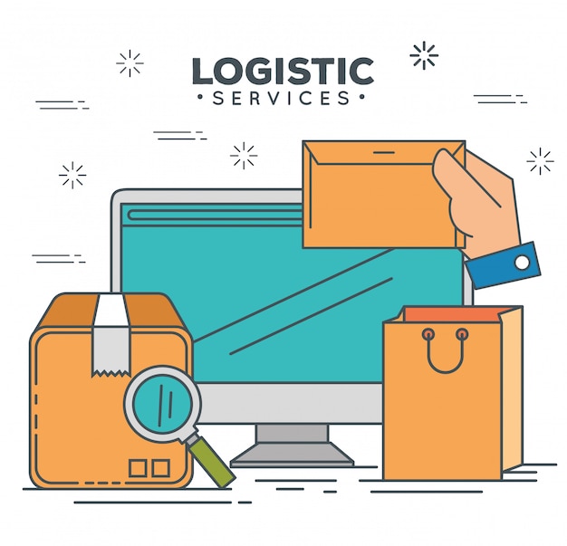 Vector gratuito servicios logisticos con computadora