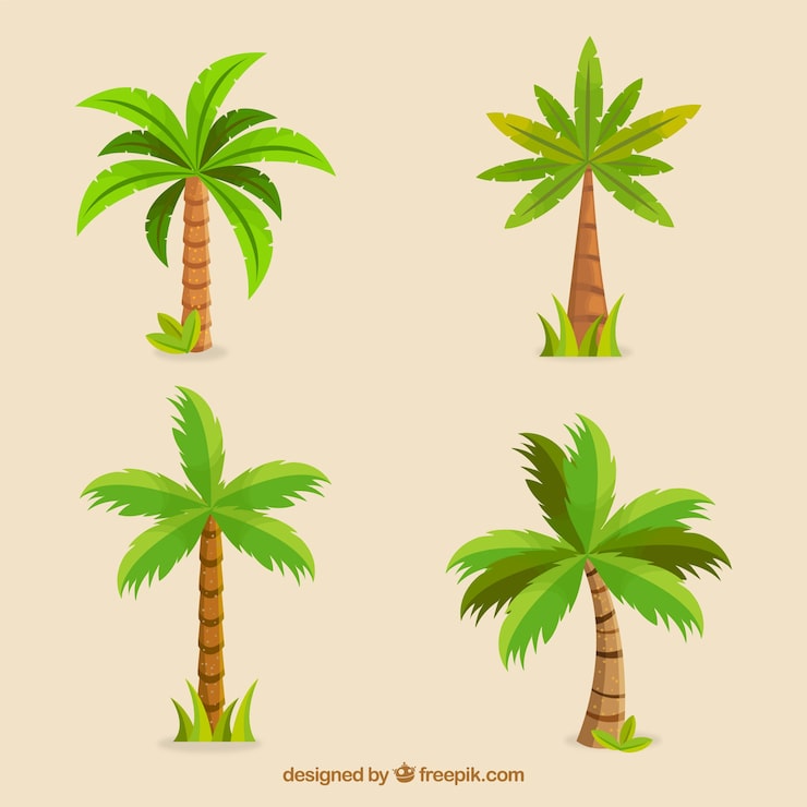 Vector gratuito set de bonitas palmeras