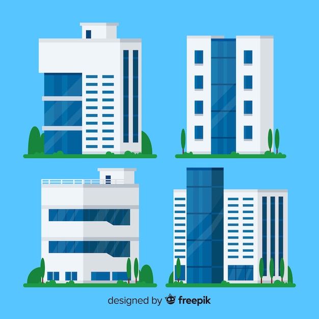 Vector gratuito set de edificios de oficinas