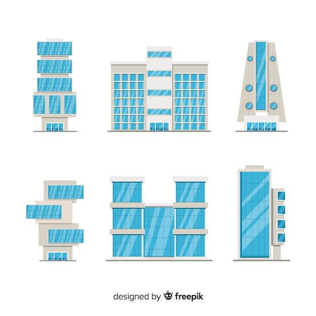 Vector gratuito set de edificios de oficinas