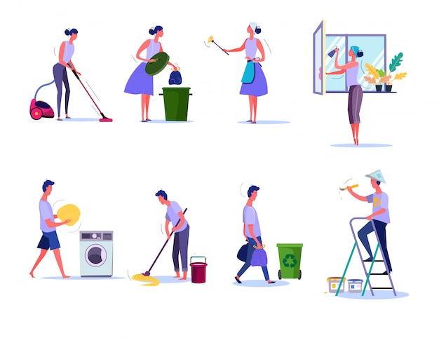 Vector gratuito set de limpieza y limpieza