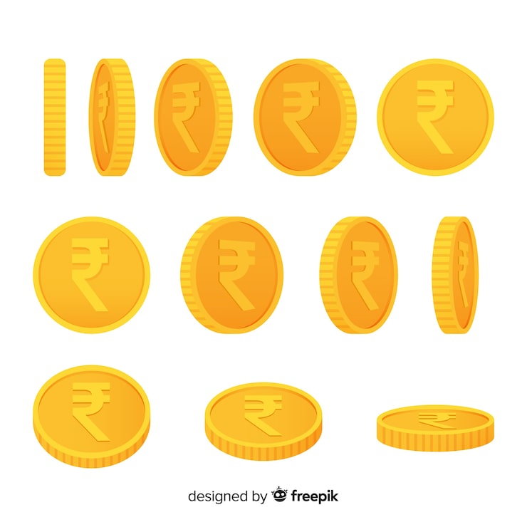 Vector gratuito set de monedas rupias indias