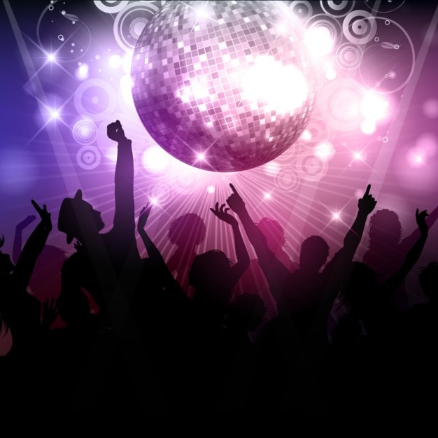 Vector gratuito silueta de multitud de gente en una discoteca