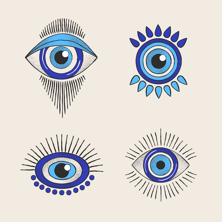 Vector gratuito símbolos del mal de ojo dibujados a mano