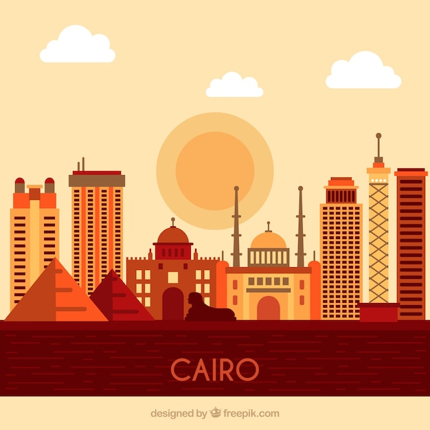 Vector gratuito skyline de el cairo, egipto