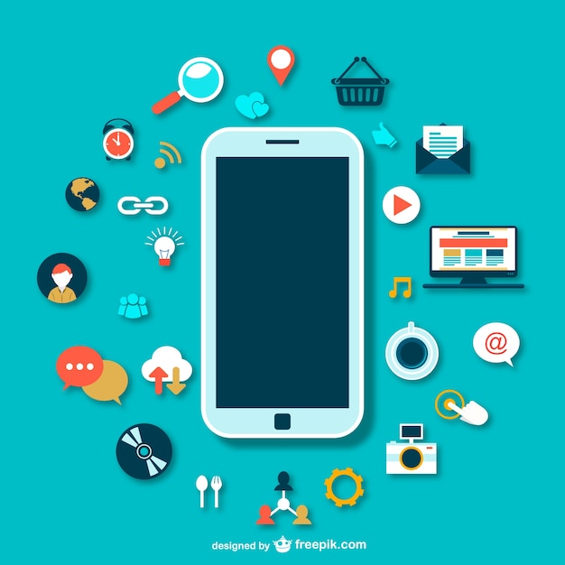 Vector gratuito smartphone con iconos