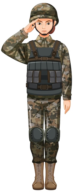 Vector gratuito soldado, en, uniforme, caricatura, carácter