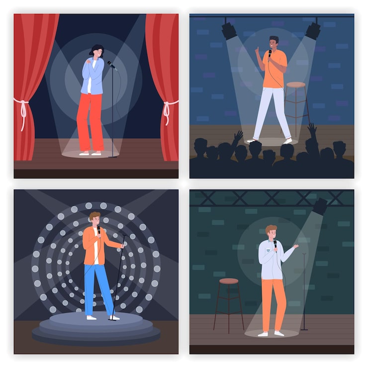 Vector gratuito stand up comedy banners