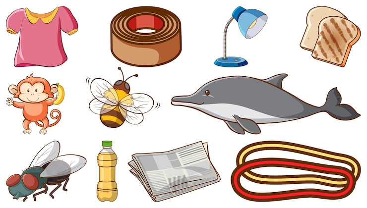 Vector gratuito suministros de oficina y animales lindos