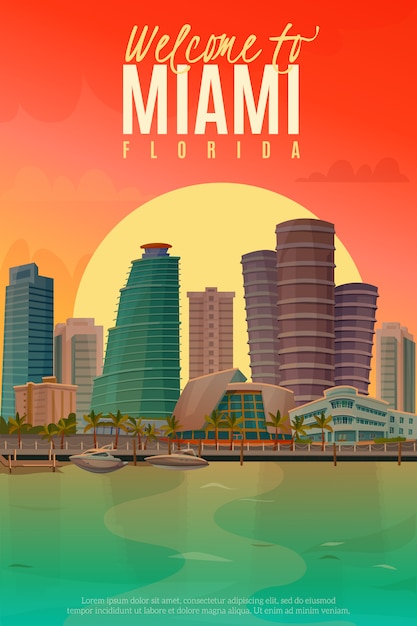Vector gratuito tarde miami poster