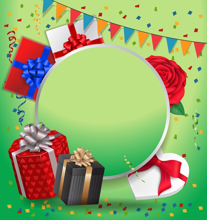 Vector gratuito tarjeta de felicitación vacía, marco redondo y rose