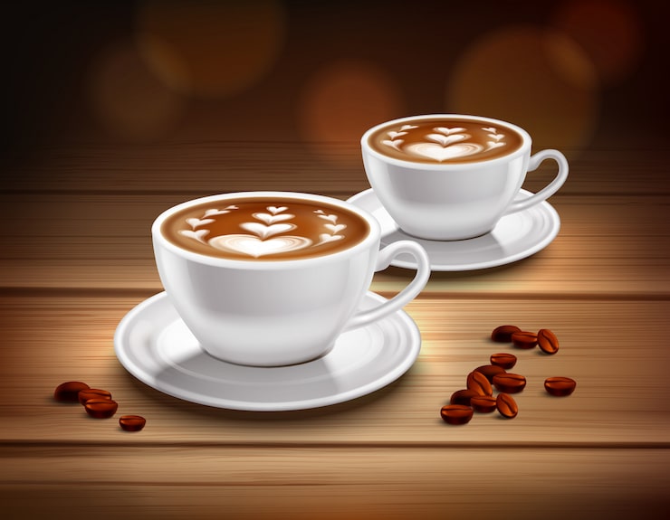 Vector gratuito tazas de composición de café capuchino
