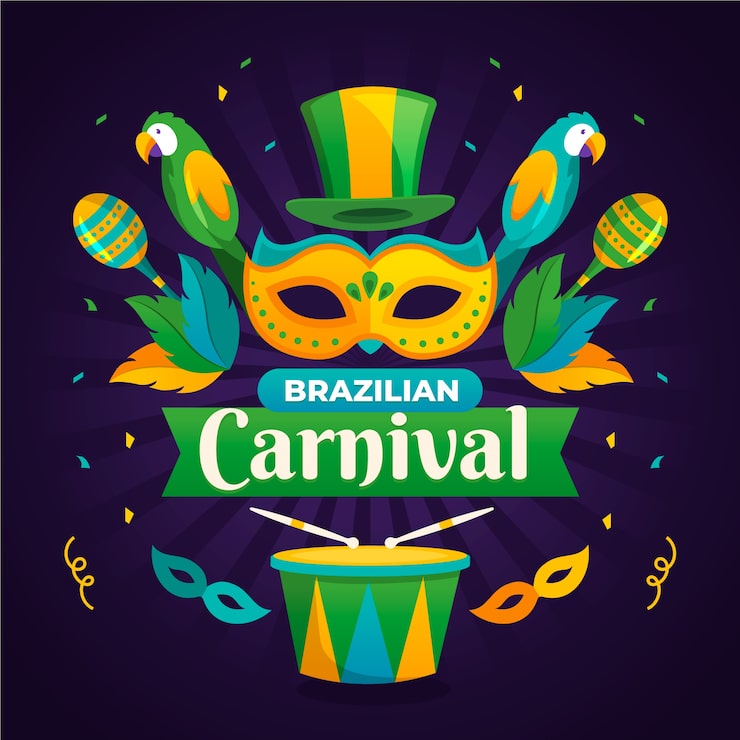 Vector gratuito tema de carnaval brasileño de diseño plano