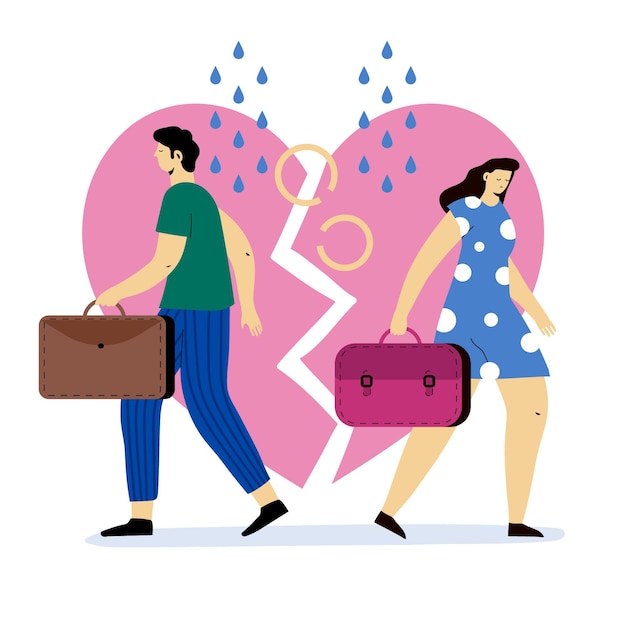 Vector gratuito tema del concepto de divorcio