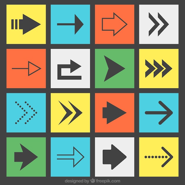 Vector gratuito tipos de flechas planas