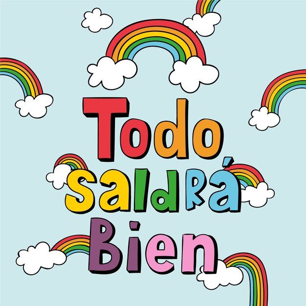 Vector gratuito todo estará bien letras
