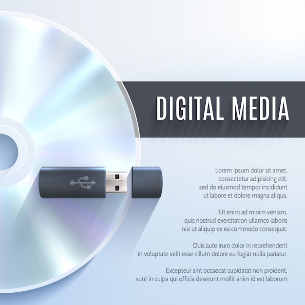 Vector gratuito unidad flash usb con cd