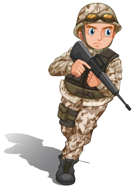 Vector gratuito un valiente soldado con un arma