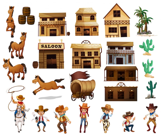 Vector gratuito vaqueros occidentales