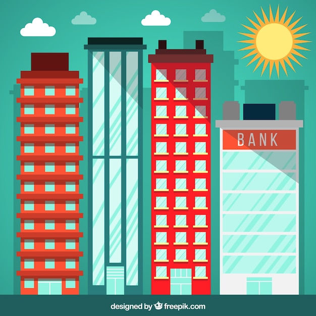 Vector gratuito variedad de edificios de ciudad