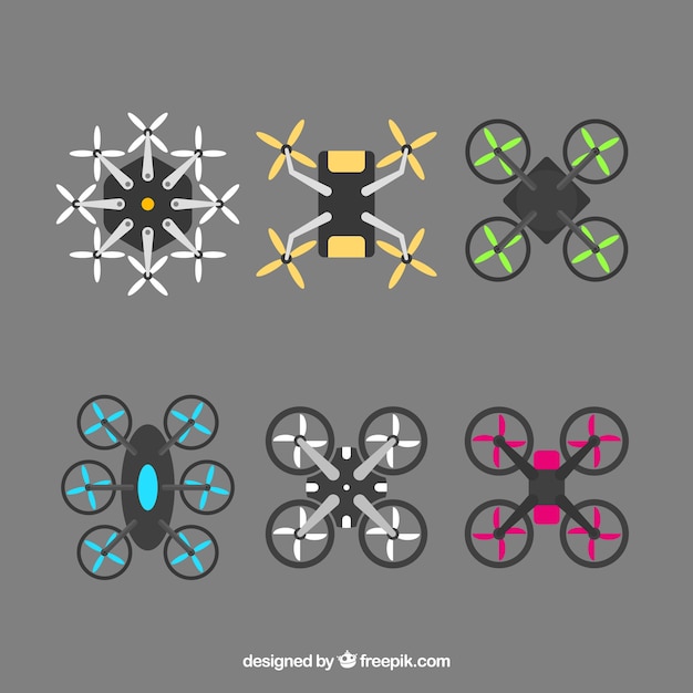 Vector gratuito variedad moderna de drones planos
