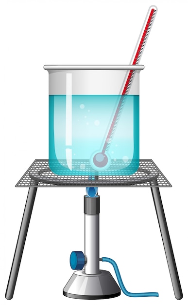 Vector gratuito vaso con termómetro sobre soporte de quema