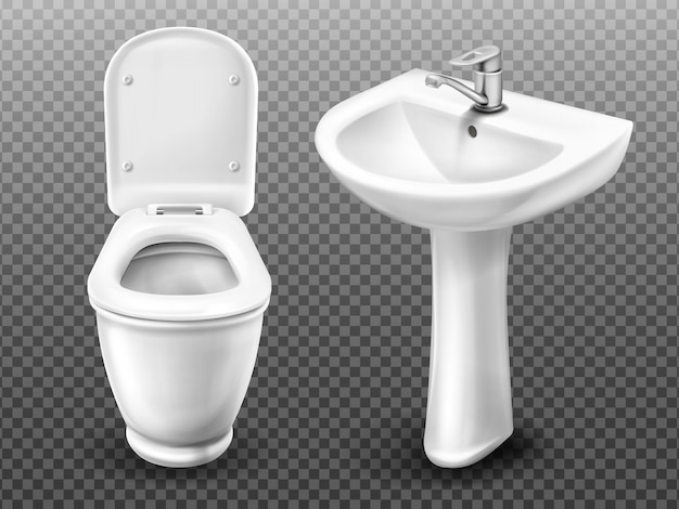 Vector gratuito vector inodoro y lavabo para baño