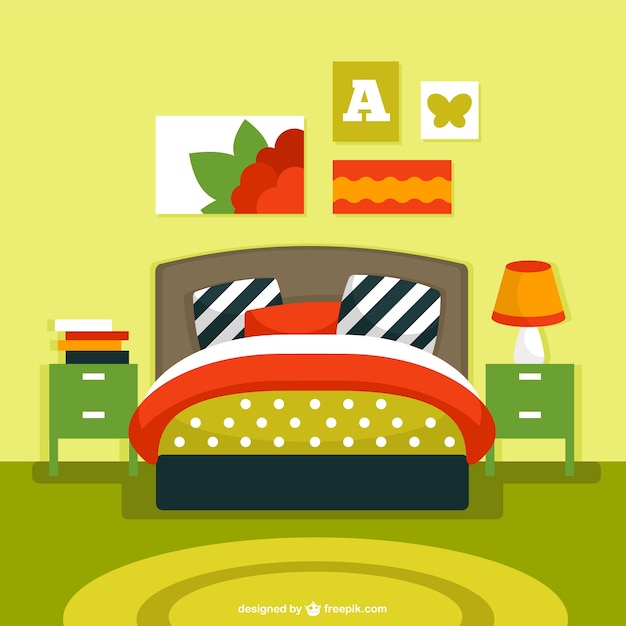 Vector gratuito vector de interior de dormitorio