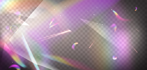 Vector gratuito vector de superposición del efecto de llamarada de arco iris de luz de prisma