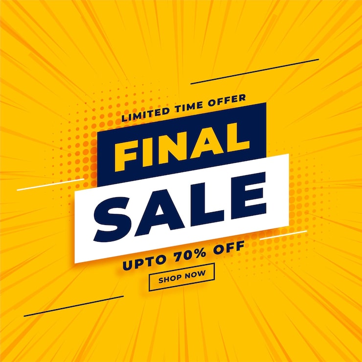 Vector gratuito venta final amarilla con detalles de la oferta