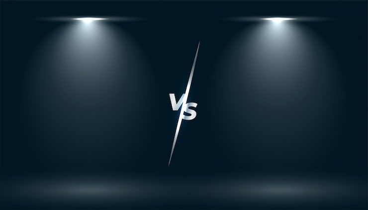 Vector gratuito versus vs pantalla con dos efectos de luz de enfoque