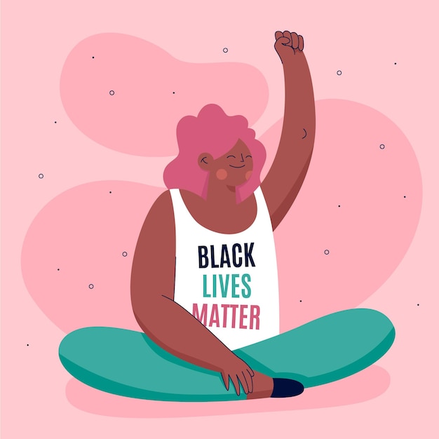 Vector gratuito las vidas negras importan a la mujer con cabello rosado