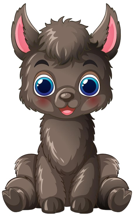 Miễn phí Vector alpaca con hoạt hình dễ thương ngồi trên nền trắng