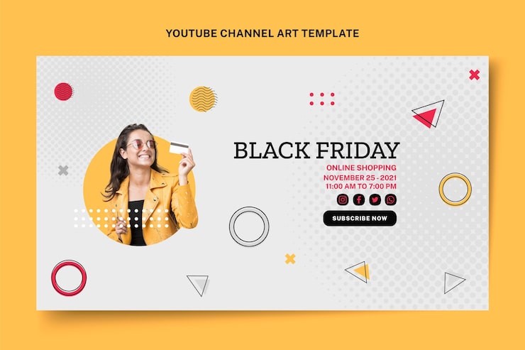 Miễn phí Vector ảnh bìa kênh youtube thứ sáu đen tối phẳng