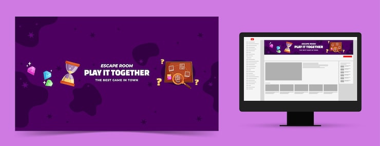 Miễn phí Vector ảnh kênh youtube phòng giải đố dạng phẳng