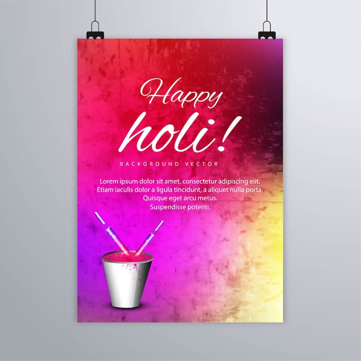 Miễn phí Vector áp phích đầy màu sắc cho lễ hội holi