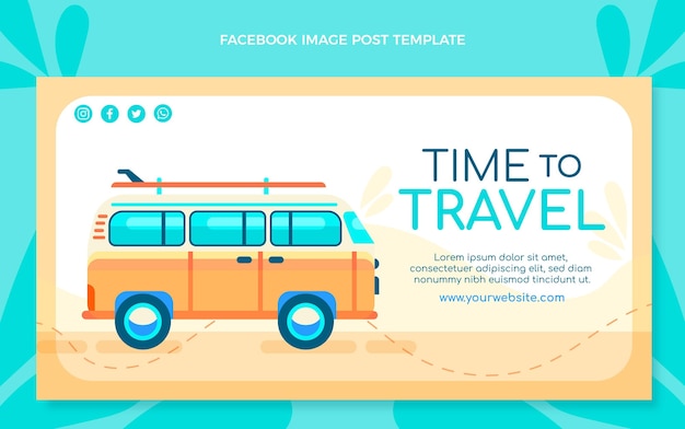 Miễn phí Vector bài đăng facebook du lịch thiết kế phẳng